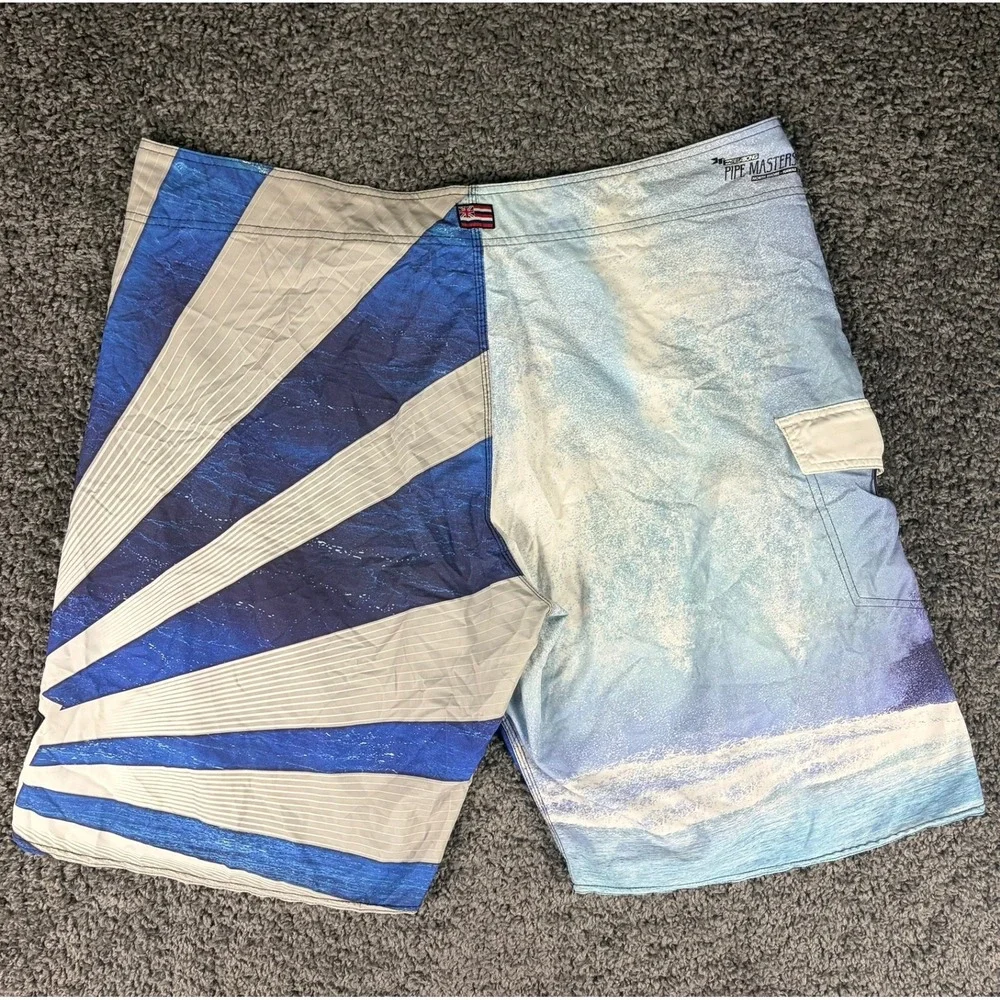 Billabong Andy Irons Pipe Masters Board Shorts Mens 44 Blue Y2K Rising Sun 2011